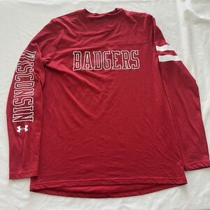 Under Armour Wisconsin Badgers Men's M Red Long Sleeve T-Shirt 150 Anniversary